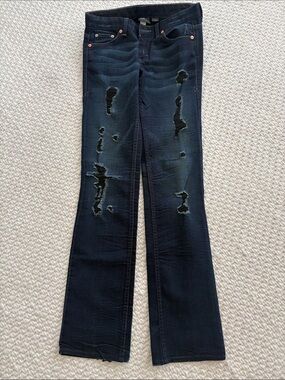 Armani Exchange Women’s Dark Blue Distressed Bootcut Jeans 2